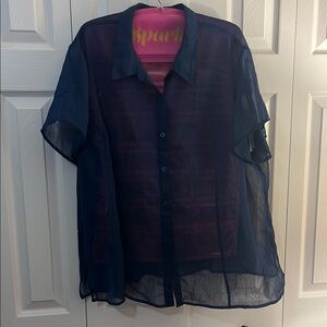 Venezia Sheer Navy Blouse